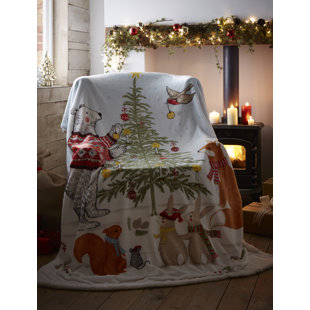 Christmas Tree Blanket Super Soft Sherpa Fleece Festive Xmas Throw 130cm x 170cm