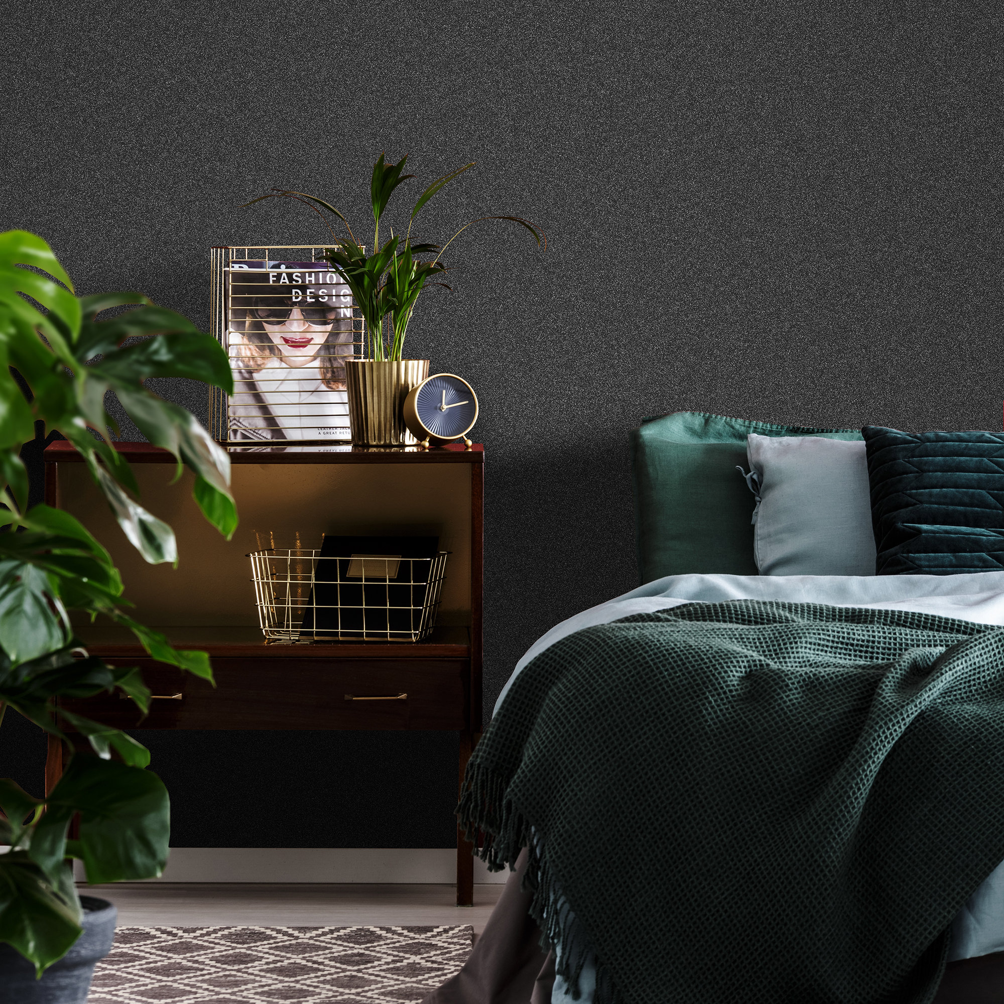 Latitude Run® Dallas Sparkly Texture Black Wallpaper Wayfair.ca
