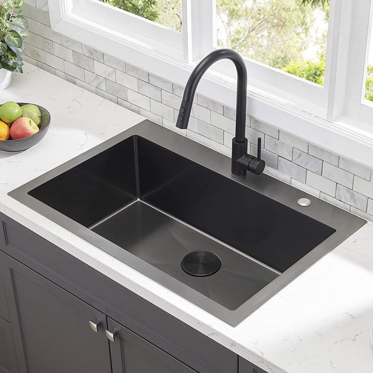 Vccucine 33 L X 22 W Drop In Kitchen Sink With Basket Strainer Wayfair