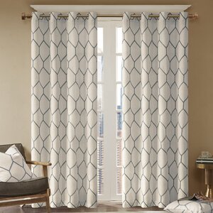 Almaguer Geometric Semi-Sheer Grommet Single Curtain Panel