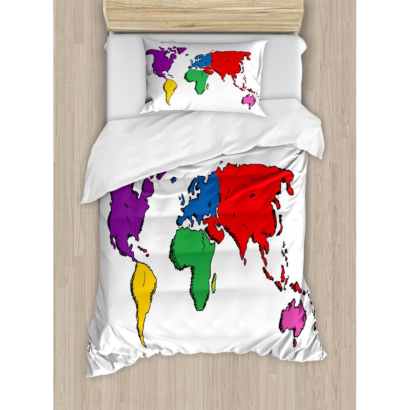 East Urban Home World Map Duvet Cover Set Wayfair