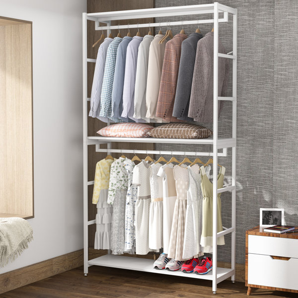 Modern Coat Stand White Wooden Shoe Rack Ladder Hooks Garment Storage Unit Shelf 