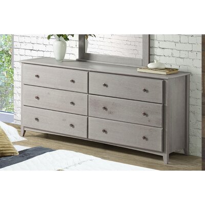 Faringdon 6 Drawer Double Dresser Three Posts Color Weathered Gray