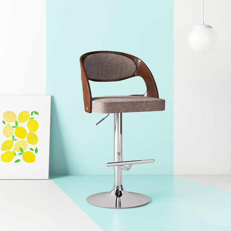 Hashtag Home Ace Swivel Solid Wood Adjustable Height Bar Stool