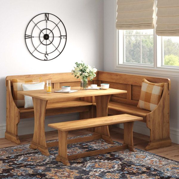 Rockport 6 - Person Pine Solid Wood Breakfast Nook Dining Set