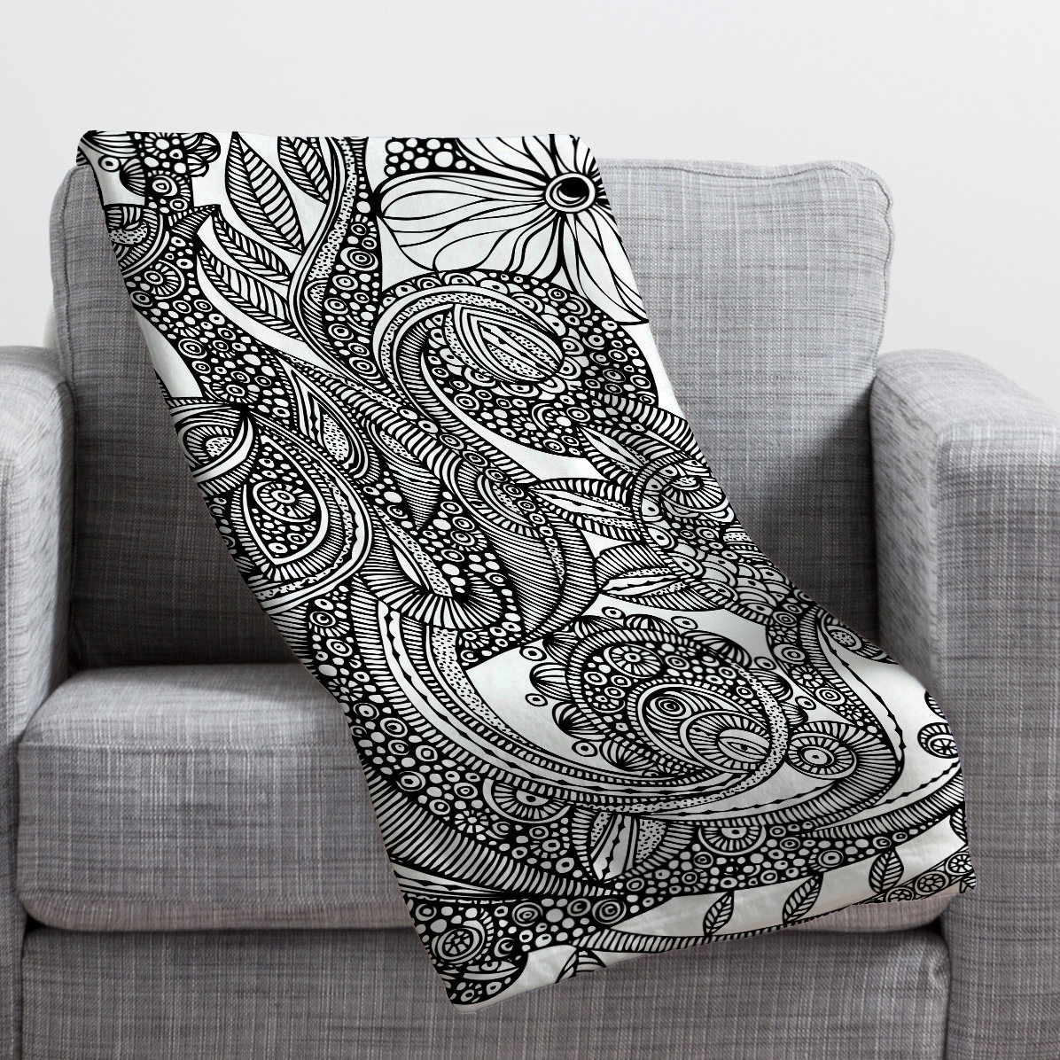 black and white fleece throw