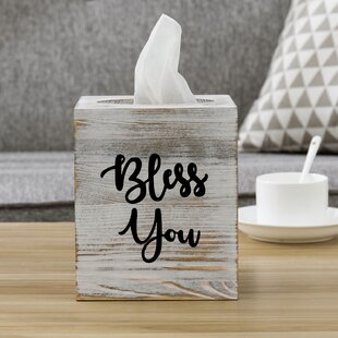 Details about   Ilyapa Wood Tissue Box Cover Square Rustic Farmhouse White Wooden 