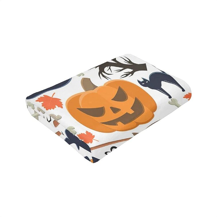Cute Halloween Pumpkin Flannel Blanket,Soft Bedding Fleece Throw Couch Cover Decorative Blanket for Home Bed Sofa & Dorm 50x40 