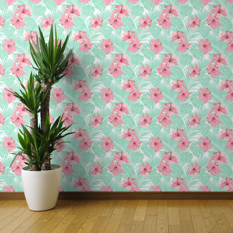 Ebern Designs Yaelle Pastel Hibiscus Removable Peel And Stick