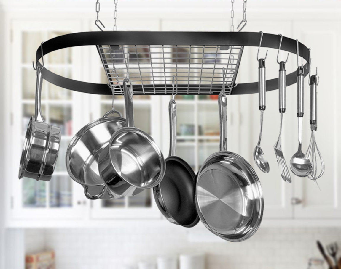 Kinetic Clicor Wrought Iron Hanging Oval Pot Rack Reviews Wayfair