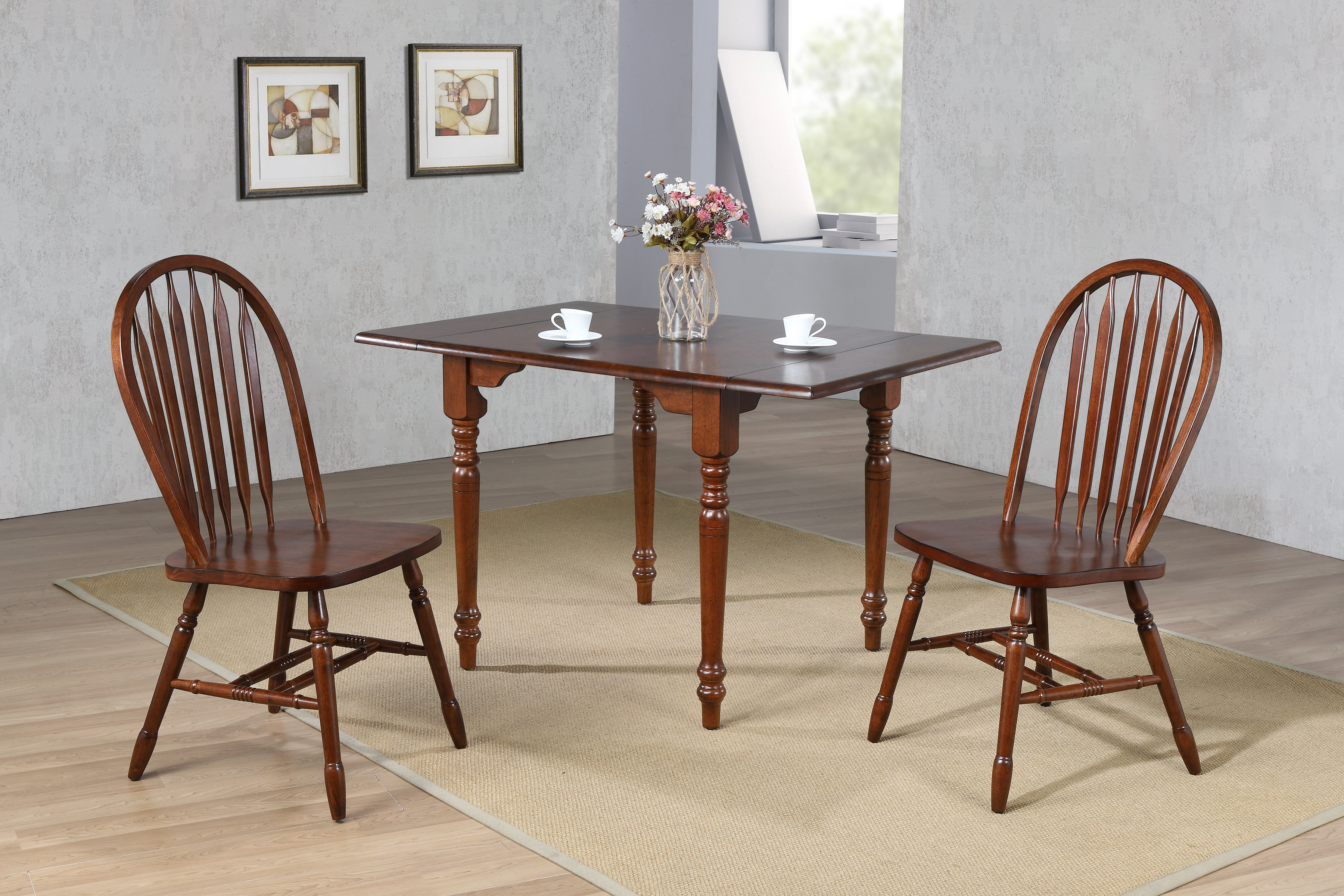 August Grove Kenya 3 Piece Drop Leaf Solid Wood Dining Set August Grove Kenya 3 Piece Drop Leaf Solid Wood Dining Set