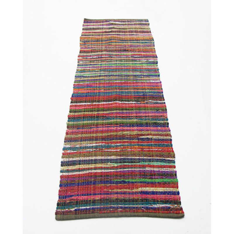 Latitude Run Lavinia Recycle Chindi Rag Cotton Pink Green Red Area Rug Wayfair