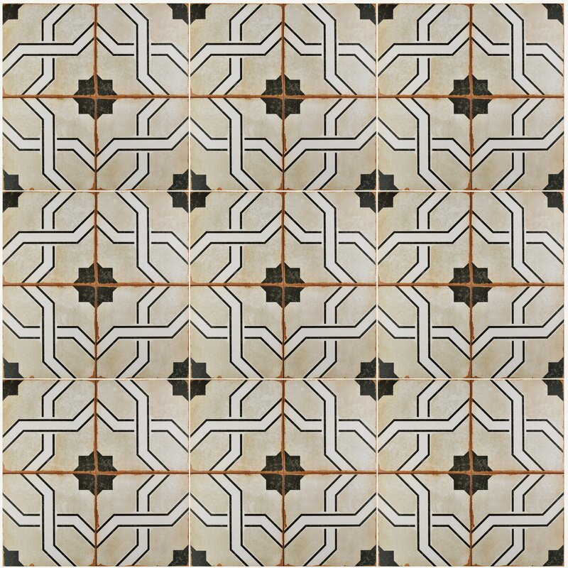 Iberia 17.63" x 17.63" Ceramic Field Tile in Beige/Black