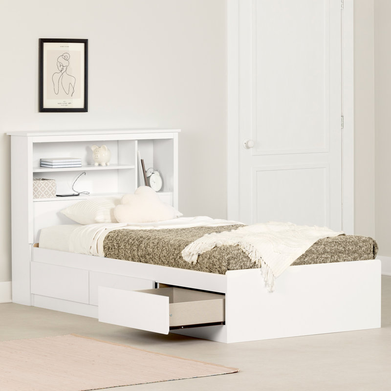 Gramercy Twin Storage Bed And Bookcase Headboard Set Color: Pure White  (incomplete )