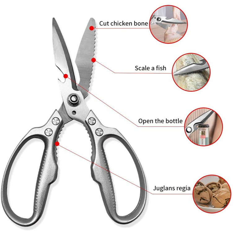 Multi Purpose Stainless Steel Kitchen Scissors Shears Meat Poultry Cutting Tool 