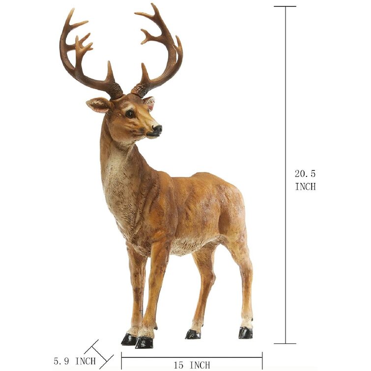 Beige Collectible Hunting Deer On Antlers 4.5" Figure Figurine Set Lot of 2 New 