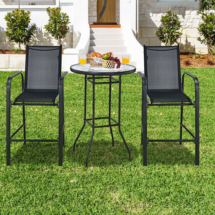 outdoor 3 piece bar height bistro set