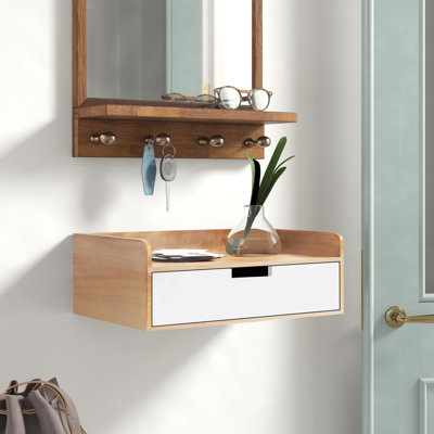 Casiano Poplar Solid Wood Accent Shelf with Drawer
