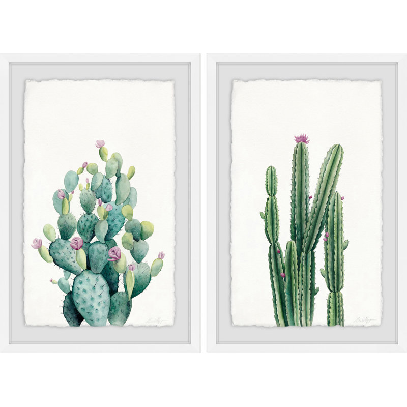 Mistana Cactus Bloom V Diptych 2 Piece Framed Print Set