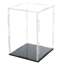 4x4x4 inch 4 Inch Dustproof Showcase with Black Velvet Base for Dolls Figures QIMOND Display Case for Collectibles Secure Assemble Cube Acrylic Box for Display with Lip