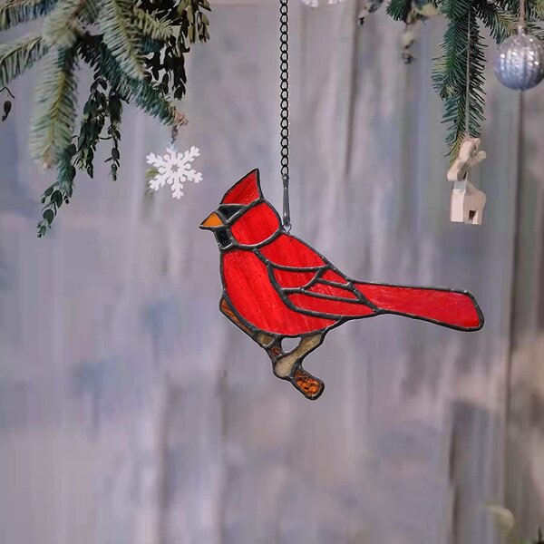 Window Hangings Home New Gifts Red bird Wooden Bird decor Ornament 