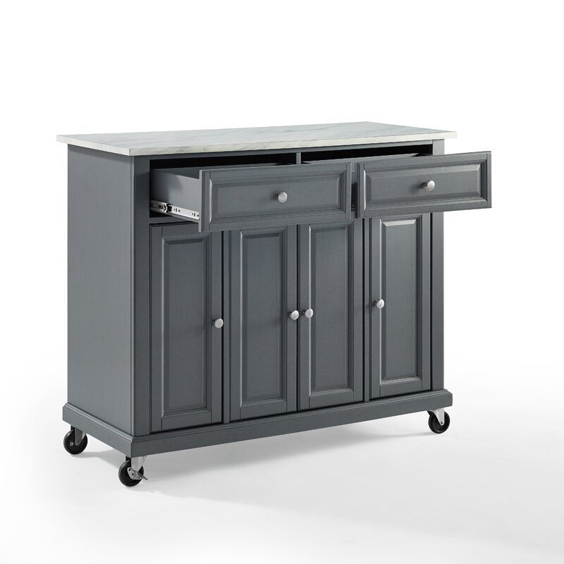 Canora Grey Bingen Kitchen Island With Faux Marble Top Reviews