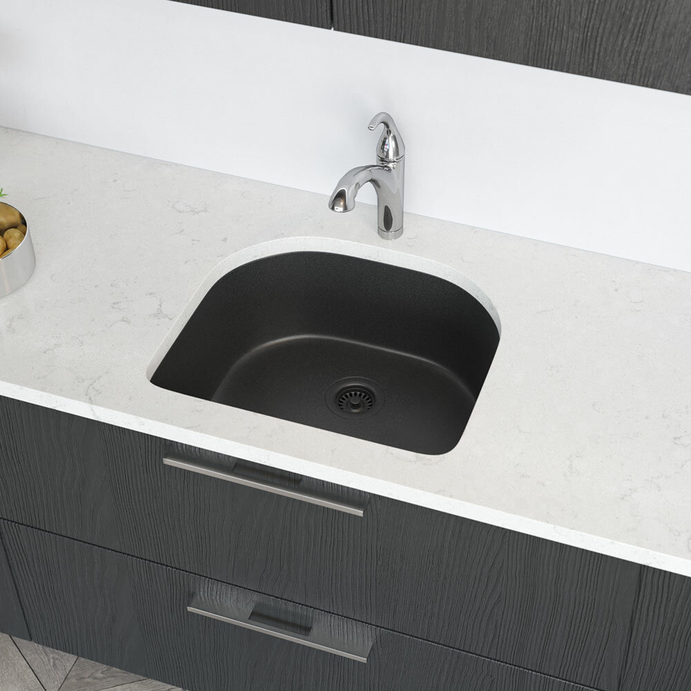 Granite Composite 25 L X 22 W Undermount Kitchen Sink With Basket Strainer