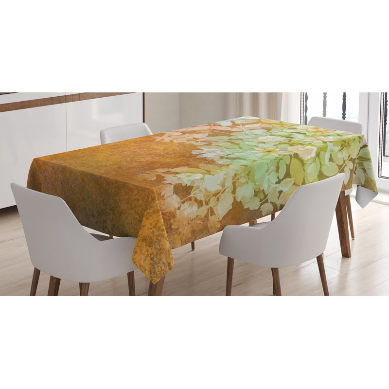 East Urban Home Ambesonne Grunge Tablecloth Flowers And Leaves