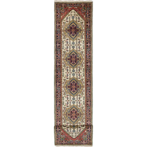 One-of-a-Kind Serapi Heritage Hand-Knotted Blue/Cream Area Rug