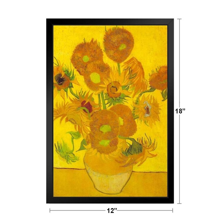 Vincent Van Gogh Vase with Fifteen Sunflowers Wall Art Poster Print