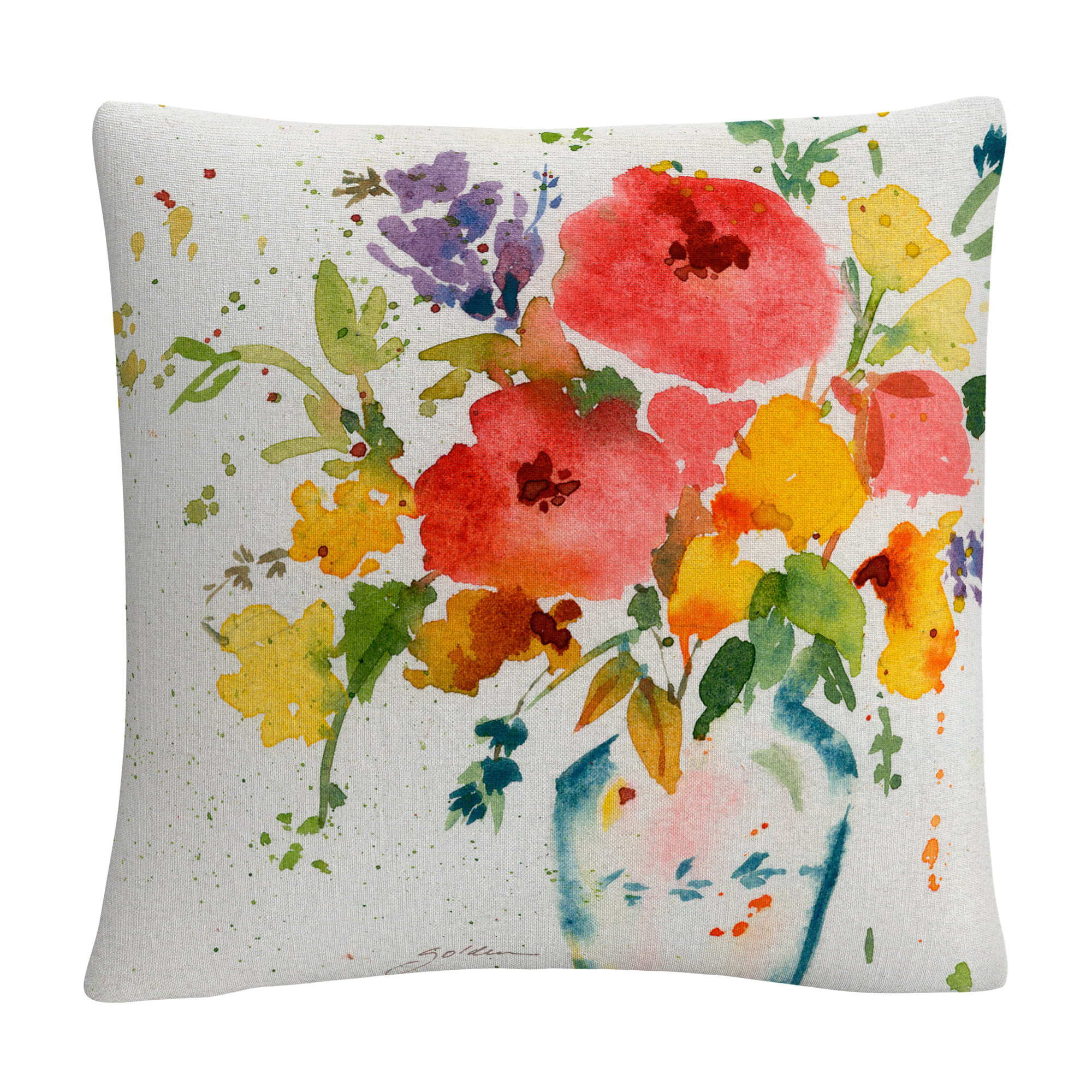bright floral throw pillows