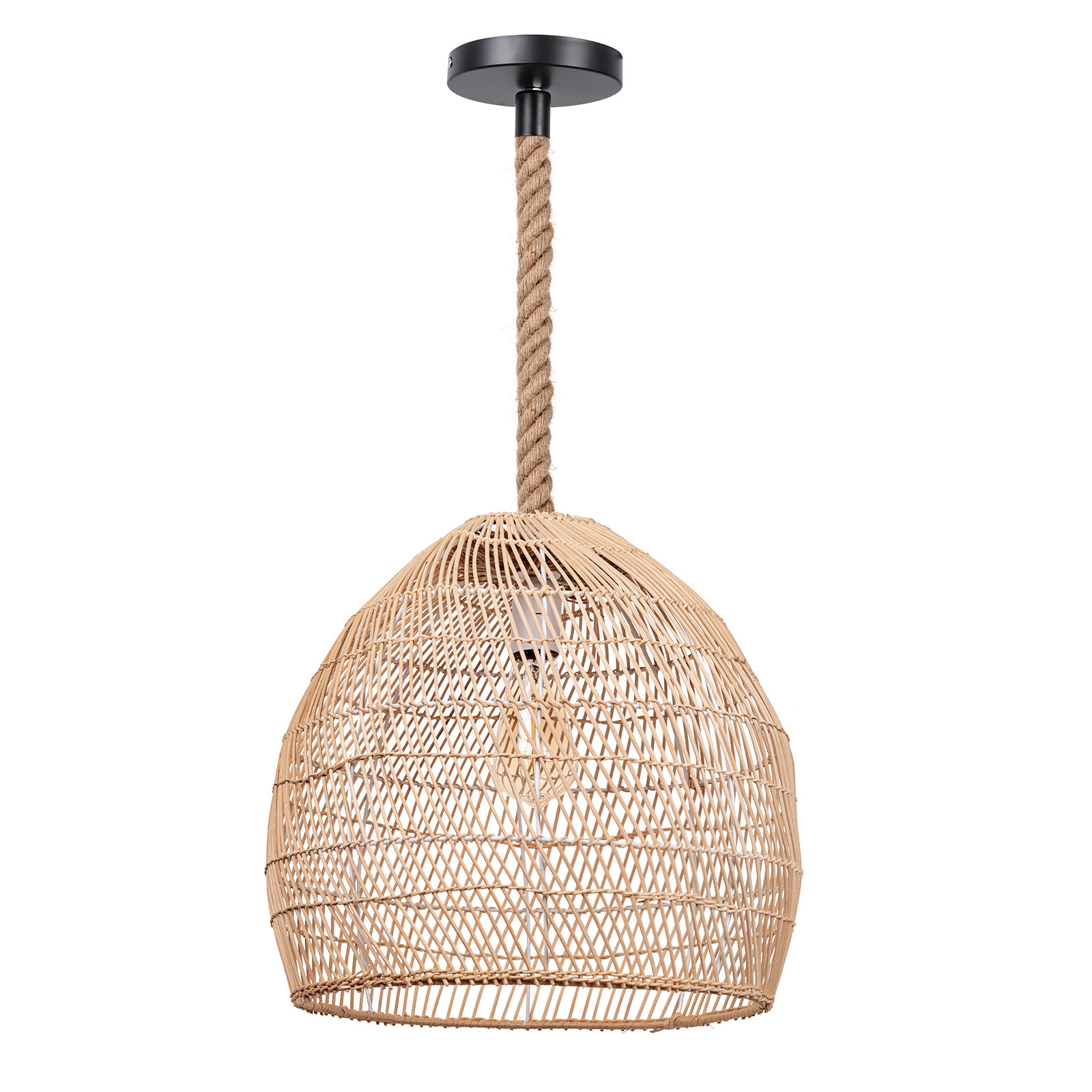 Bayou Breeze Rattan Wicker Pendant Light,Handmade Rope Pendant Light ...