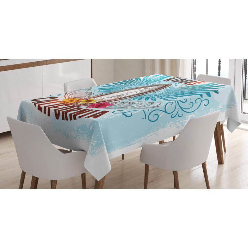 East Urban Home Ambesonne Surf Tablecloth Board Sign With Sketch