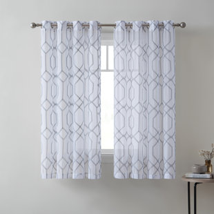 45 Inch Length Curtains Wayfair Na Embroidered Geometric Semi Sheer Single Curtain Panel