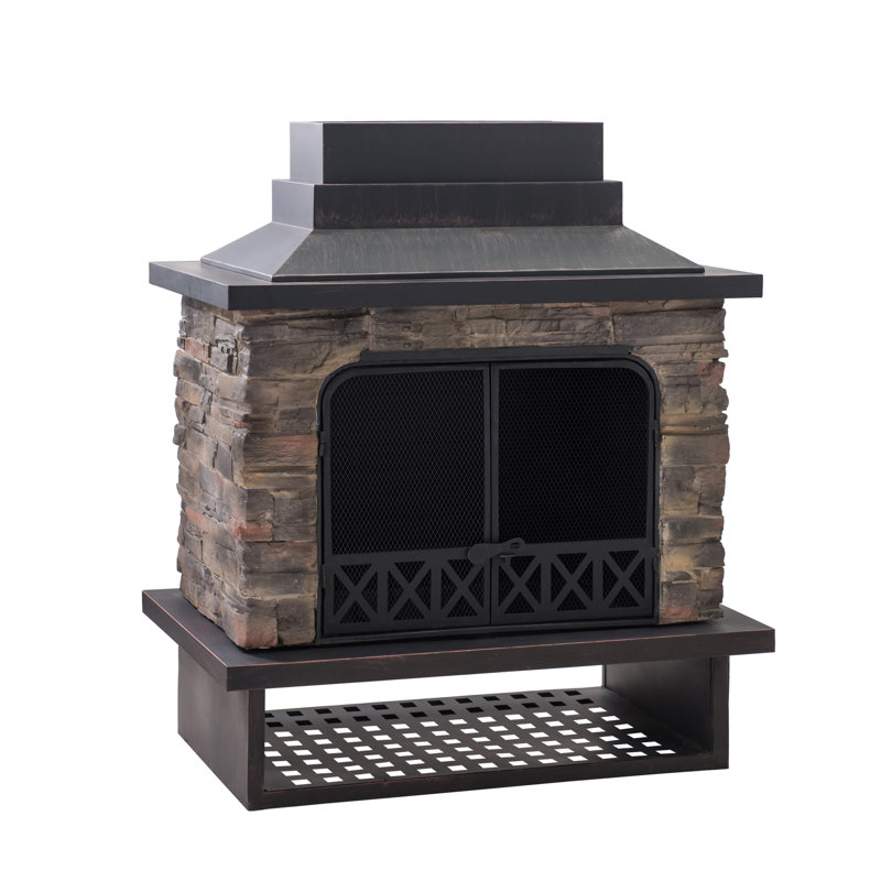 Darby Home Co Pirtle Steel Wood Burning Outdoor Fireplace ... Darby Home Co Pirtle Steel Wood Burning Outdoor Fireplace ... on Quillen Steel Outdoor Fireplace id=89724