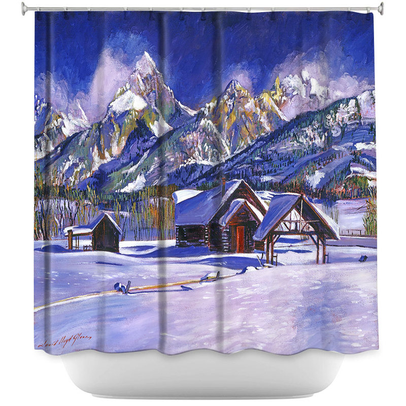East Urban Home Snowy Log Cabin Single Shower Curtain Wayfair