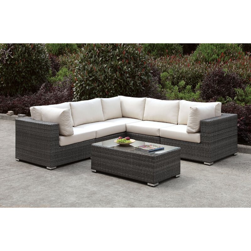 Brayden Studio Peters Patio Sectional With Cushions Wayfair