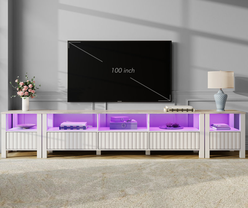 Carnetta TV Stand for TVs up to 85" LED Light Color: White with RGB LED