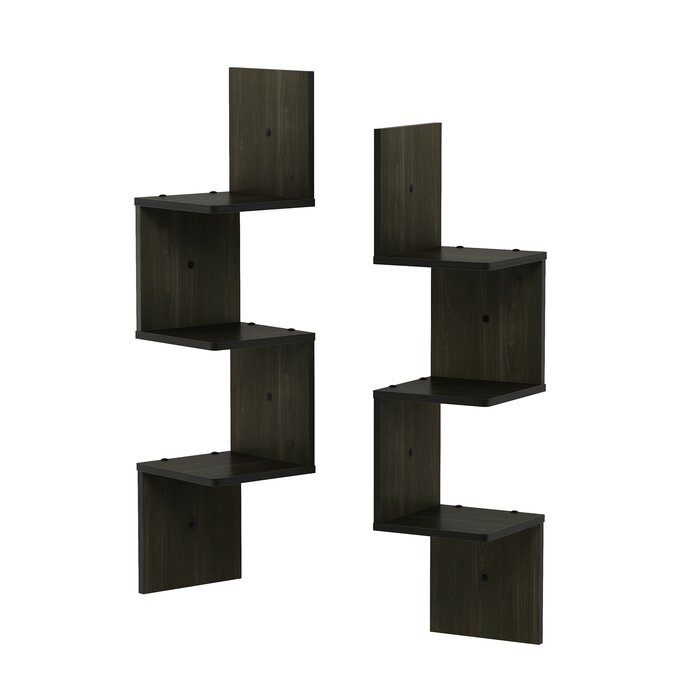 Stylish Wooden Corner Rack Wall Display 5 Shelves Bookcase