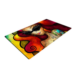 Mandie Manzano Lips Like Morphine Red/Yellow Area Rug