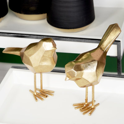 Glam Polystone Bird Decorative Sculpture with Origami Accents