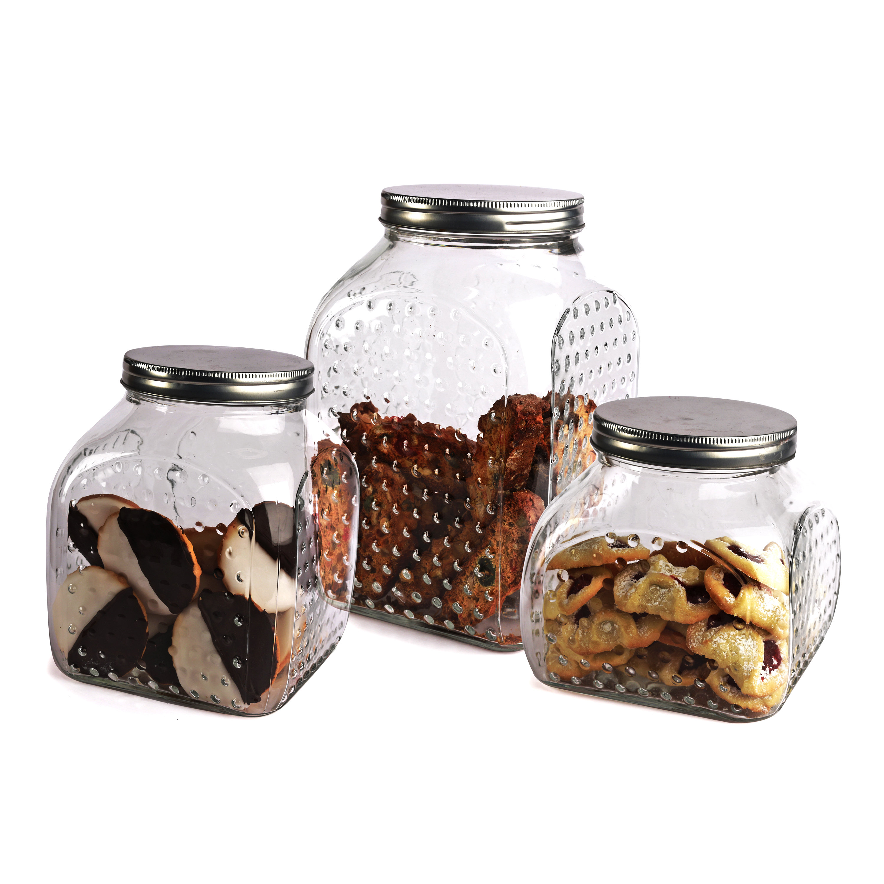 Gracie Oaks Hobnail Square Bottom 3 Piece Kitchen Canister Set   Hobnail Square Bottom 3 Piece Kitchen Canister Set 