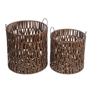 2 Piece Round Resin Wicker Basket Set