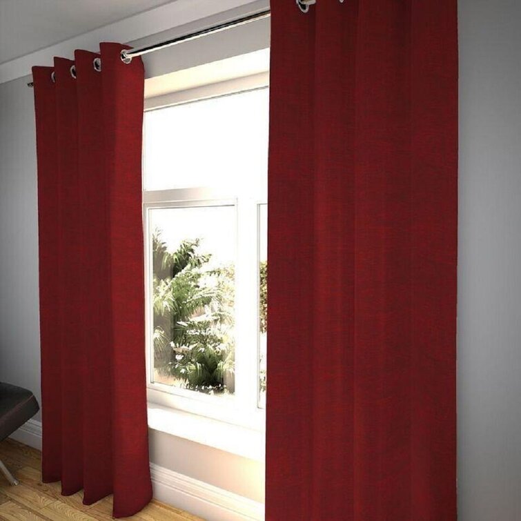Red Chenille Curtains Plain Lined Tape Top Ready Made 3" Pencil Pleat Pairs