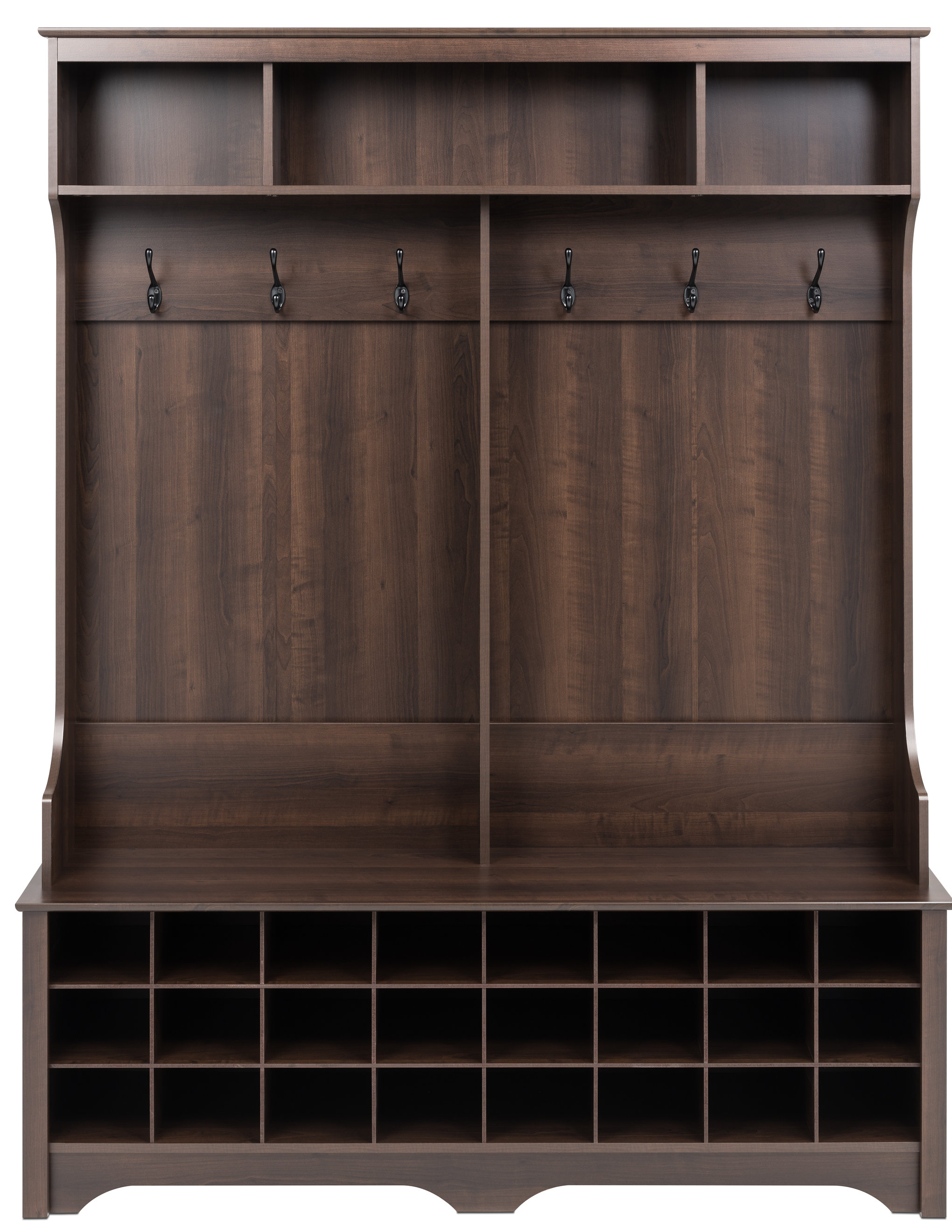 Gracie Oaks 60 Wide Hall Tree With 24 Shoe Cubbies Drifted Grey Gracie Oaks 60 Wide Hall Tree With 24