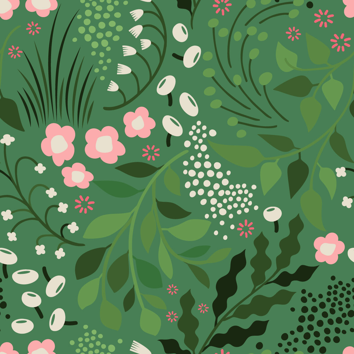 Red Barrel Studio® Green Wallpaper With Little Flowers Floral Wallpaper ...