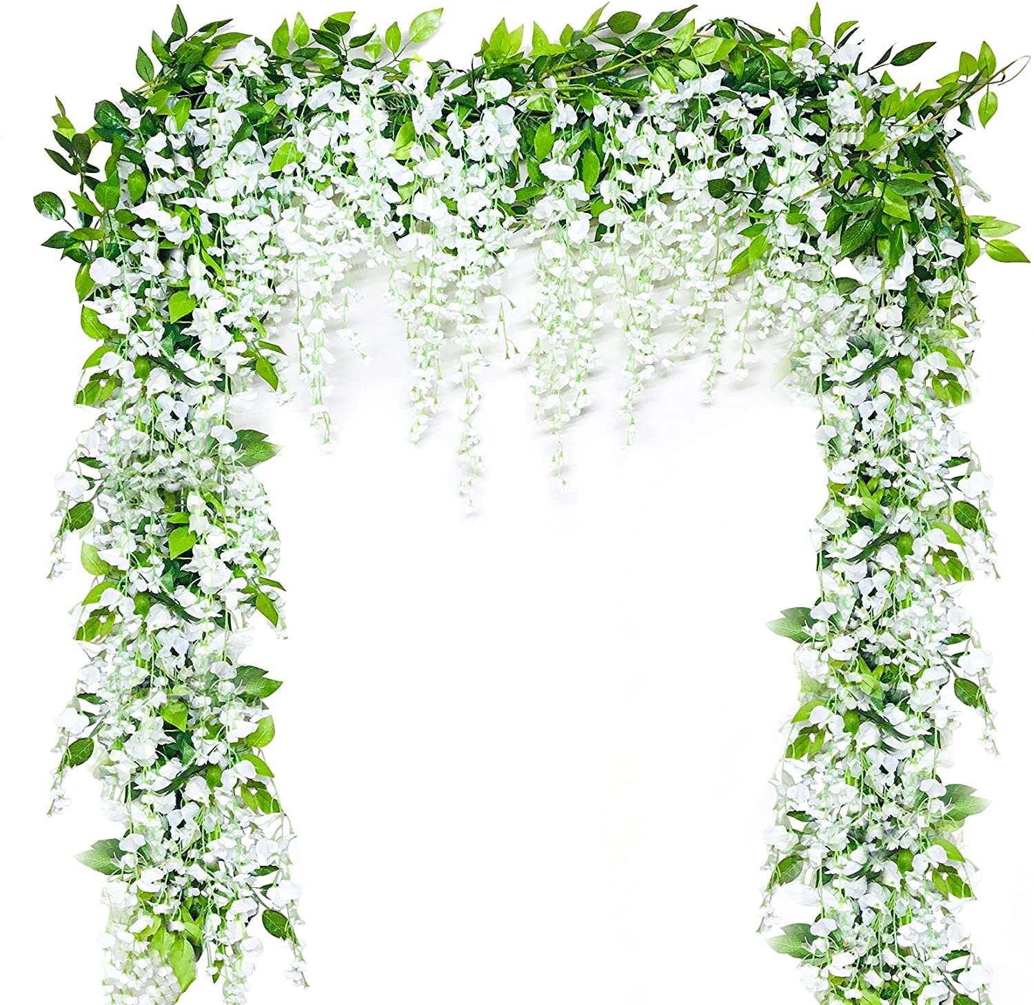 White Wisteria Bush Vines Silk Flowers Wedding Arch Hanging Backdrop Centerpiece 
