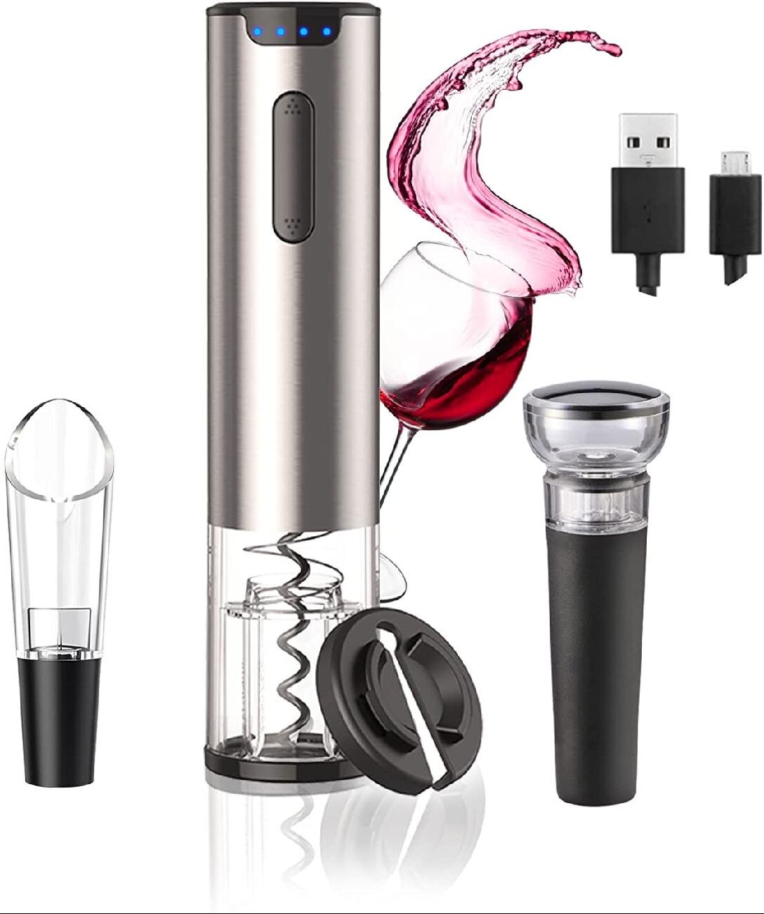 4 in 1 Set Electric Wine Opener Automatic Cordless Wine Bottle Corkscrew Gift
