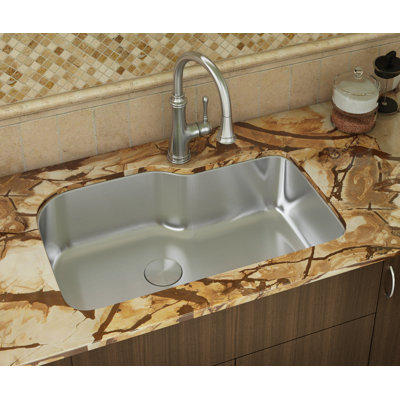 32" L x 21" W Undermount Kitchen Sink With Basket Strainer