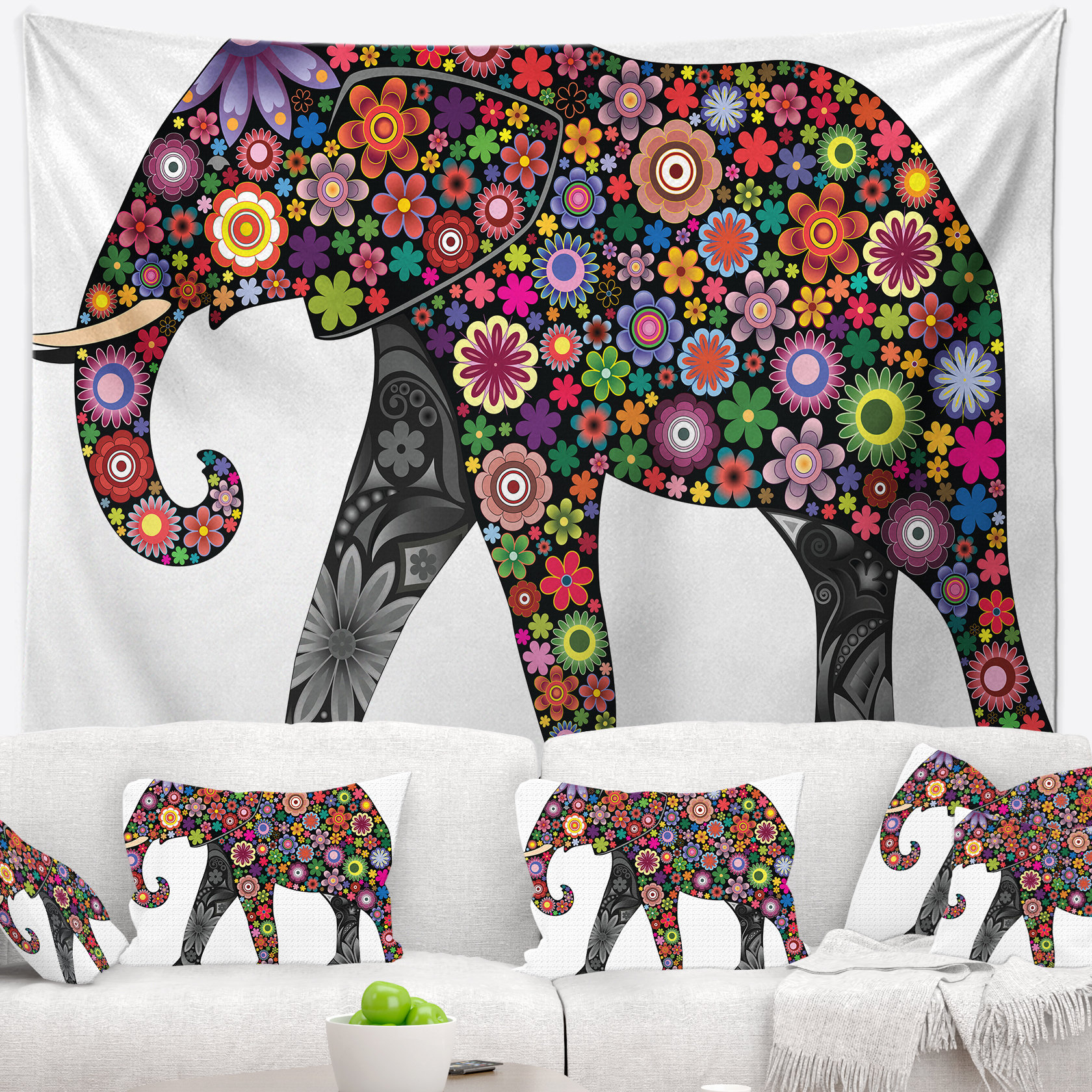 East Urban Home Animal Cheerful Elephant Tapestry Wayfair